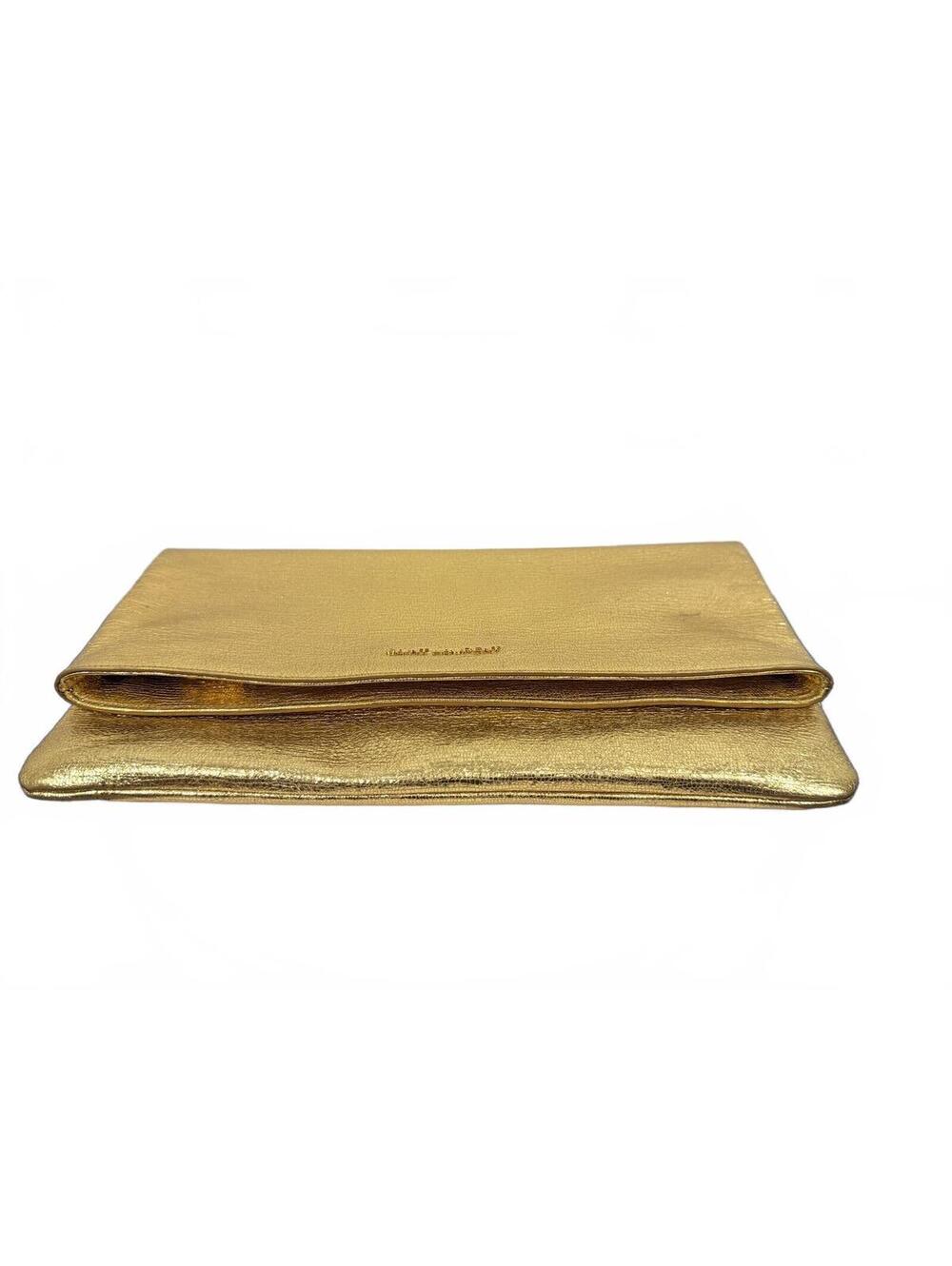 Saint Laurent Gold Metallic Leather Foldover Clutch Bag - Grained Calfskin - Picture 3 of 14
